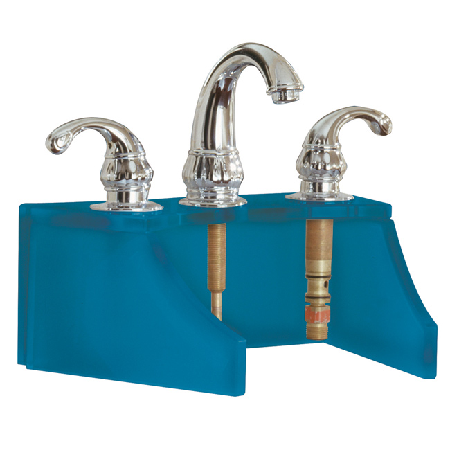 Tempered Glass Frosted Blue Faucet Stand - 9400T-BL