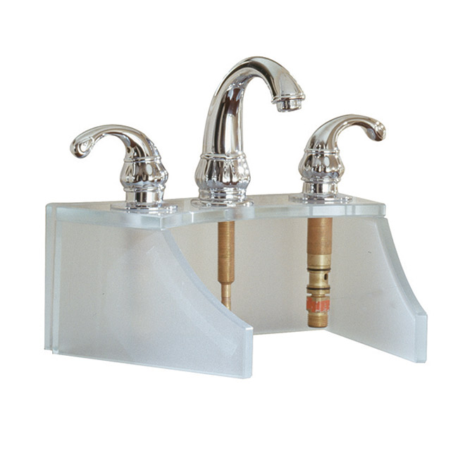 Frosted White Tempered Glass Faucet Stand - 9400T-WH