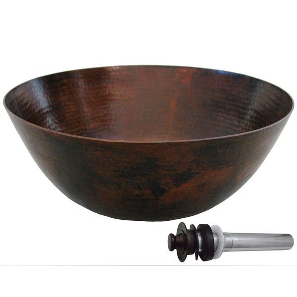 Unikwities 13 X 5 inch Round Bronzed Copper Vessel Sink with Drain