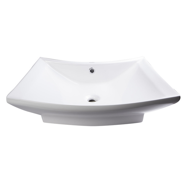 EAGO BA142 Rectangular White Porcelain 28-inch 1-hole Bathroom Vessel Sink - White