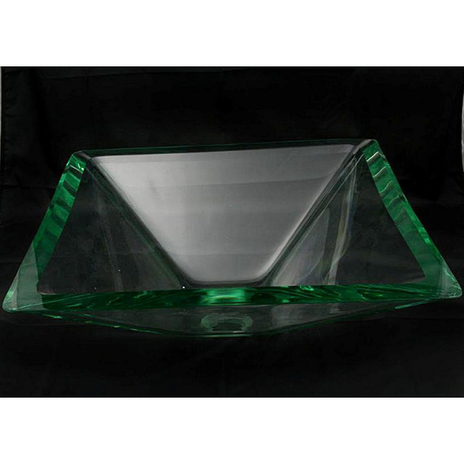 Clear Square Glass Sink Bowl - 0.75' Thick, Square Tempered Glass