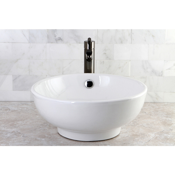 White Round Bathroom Vessel Sink - Round Vessel Lavatory (White)