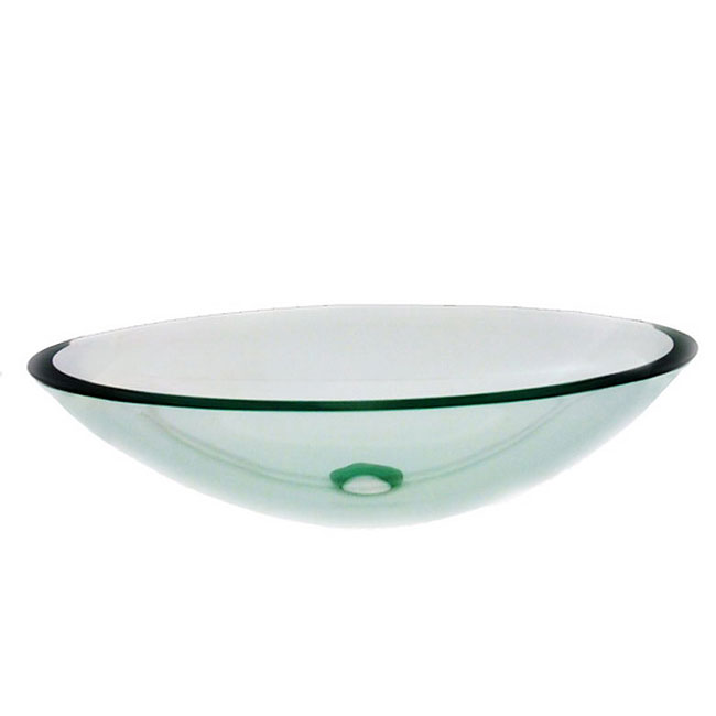 Clear Oval White Glass Vessel Sink - Clear Oval Tempered Glass