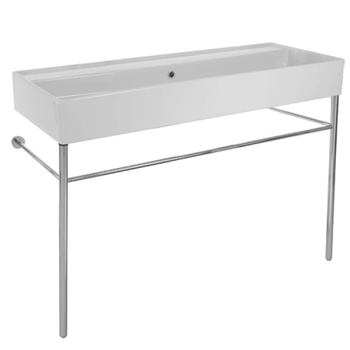 Nameeks 8031/R-120B-CON Scarabeo 47-1/5' Ceramic Trough Style Bathroom Sink For Console Installation - Includes Overflow