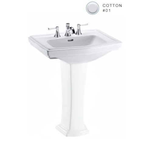 Toto LT780.4 Clayton 27' Pedestal Bathroom Sink with 3 Faucet Holes Drilled and Overflow - Less Pedestal - Colonial White
