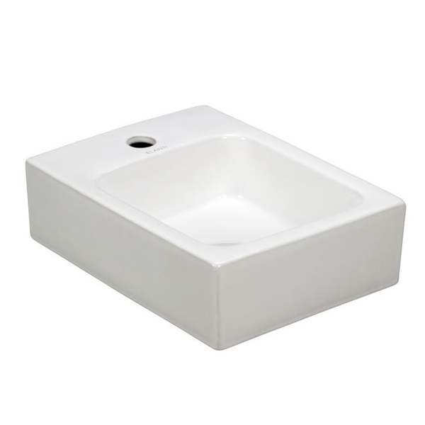 Elanti Collection 1101 Porcelain Wall-Mounted Rectangular Compact Sink - Porcelain - White