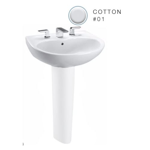 Toto LT241.4G Supreme 22-7/8' Wall Mounted Bathroom Sink with 3 Faucet Holes Drilled, Overflow and CeFiONtect Ceramic Glaze