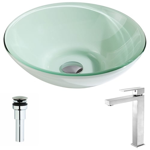 Anzzi LSAZ083-096 Sonata Brass and Glass Deck Mounted or Vessel Bathroom Sink wi