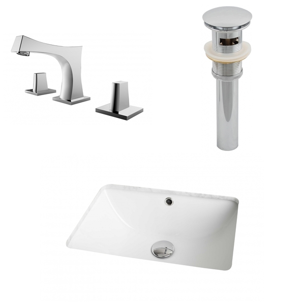 18.25-in. W x 13.75-in. D CUPC Rectangle Undermount Sink Set In White With 8-in. o.c. CUPC Faucet And Drain - White