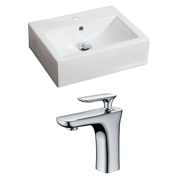 20.5-in. W x 16-in. D Rectangle Vessel Set In White Color With Single Hole CUPC Faucet - White