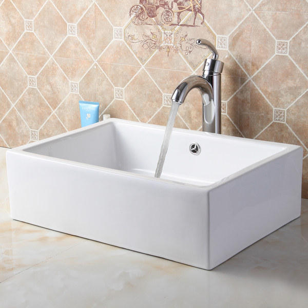 Elite C148+882002 Rectangle High Temperature Grade A Ceramic Bathroom Sink and Faucet