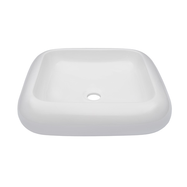 Novatto Bianco White Ceramic Vessel Bathroom Sink - 18.5 Inch Glossy White Ceramic Square Vessel Sink