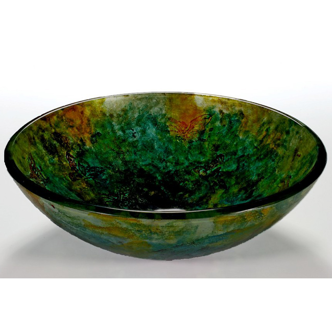 Green Glass Sink Bowl - 1/2' Thick, Round Tempered Glass