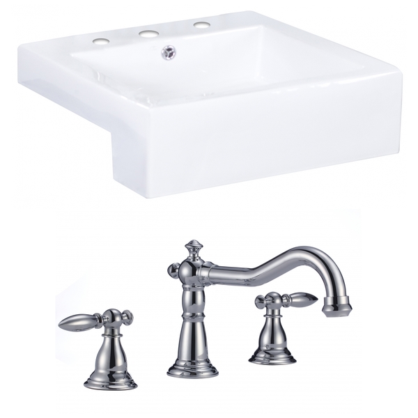 20-in. W x 20-in. D Rectangle Vessel Set In White Color With 8-in. o.c. CUPC Faucet - White