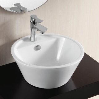 Caracalla CA4141 White Ceramic 1-hole Round Vessel Bathroom Sink - 12 - 17 Inch