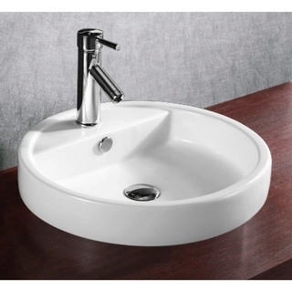 Caracalla CA4039A-One Hole Circular White Ceramic Self riming bathroom Sink - 18 - 24 Inch