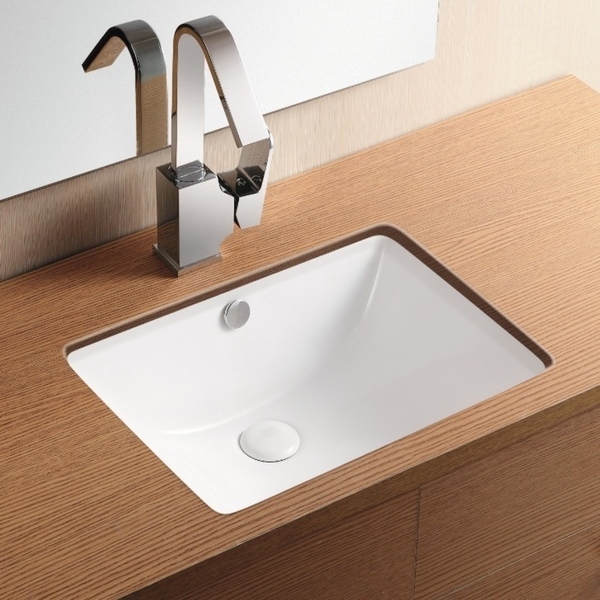 Caracalla CA4070-No Hole Rectangular White Ceramic Undermount Bathroom Sink - 12 - 17 Inch