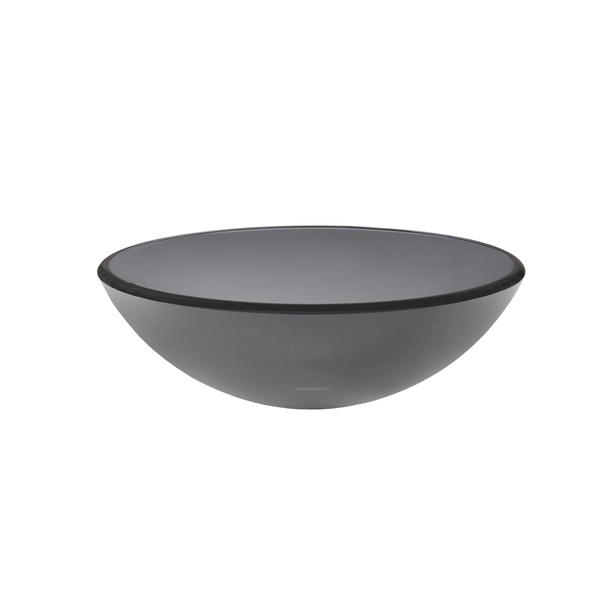 Novatto Nera Glass Vessel Bathroom Sink - Clear Black Round Glass Vessel Sink, 16.5 In
