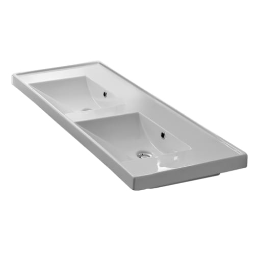 Nameeks 3006 Scarabeo 48' Ceramic Wall Mounted / Drop In Bathroom Sink with 2 / 6 Holes Drilled - Includes Overflow
