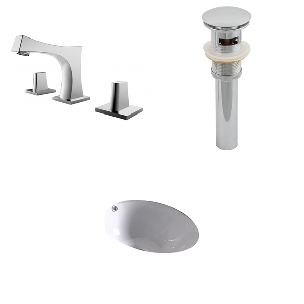 15.25-in. W x 15.25-in. D CUPC Round Undermount Sink Set In White With 8-in. o.c. CUPC Faucet And Drain - White