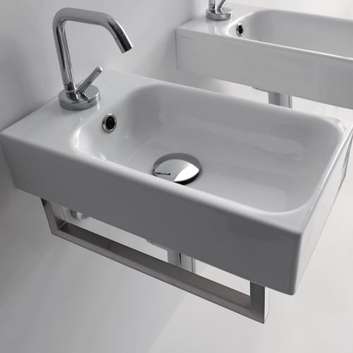 WS Bath Collections Cento 3537 9-13/16' Ceramic Wall Mounted / Vessel Bathroom Sink With 1 Hole Drilled and Overflow