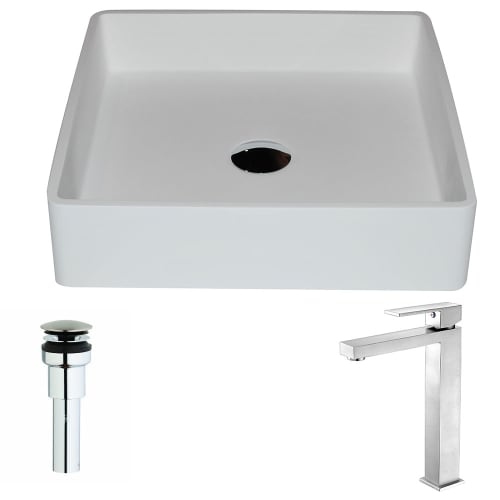 Anzzi LSAZ602-096 Passage Brass and Stone Deck Mounted or Vessel Bathroom Sink w