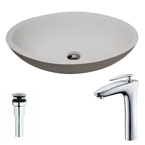 Anzzi LSAZ608-022 Maine Brass and Stone Deck Mounted or Vessel Bathroom Sink wit