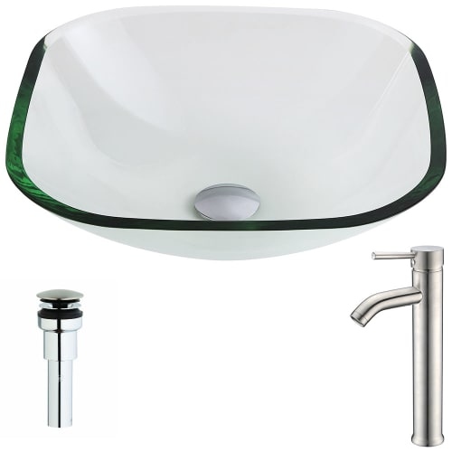 Anzzi LSAZ074-040 Cadenza Brass and Glass Deck Mounted or Vessel Bathroom Sink w