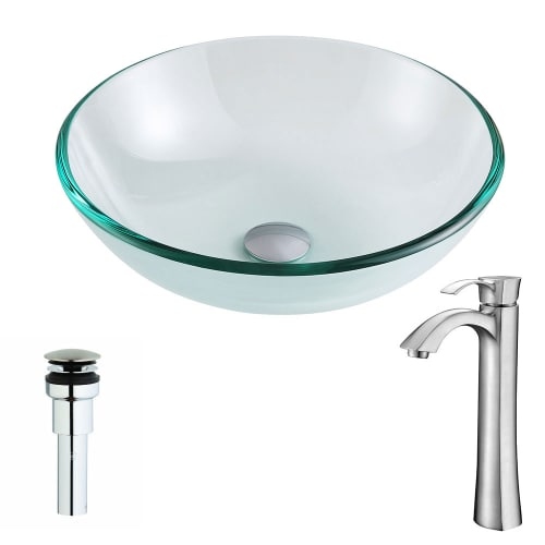 Anzzi LSAZ087-095 Etude Brass and Glass 16-1/2' Vessel Bathroom Sink with Harmon