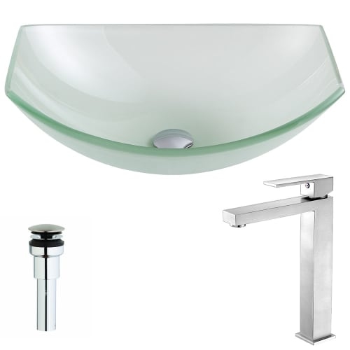 Anzzi LSAZ085-096 Pendant Brass and Glass Deck Mounted or Vessel Bathroom Sink w