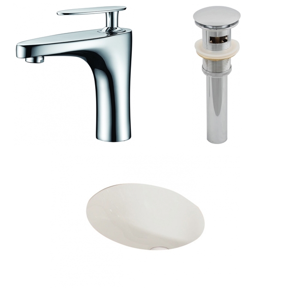19.25-in. W x 16-in. D CUPC Oval Undermount Sink Set In Biscuit With Single Hole CUPC Faucet And Drain - Biscuit