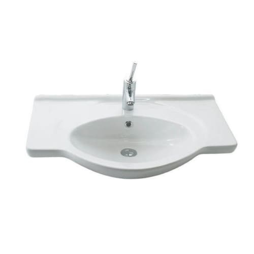 WS Bath Collections Etol ET 075 Etol Ceramic White 29-1/2' Wall Mounted Bathroom Sink with Overflow