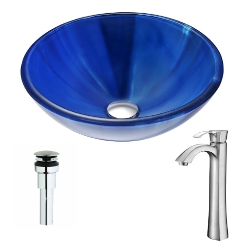 Anzzi LSAZ051-095 Meno Brass and Glass Deck Mounted or Vessel Bathroom Sink with