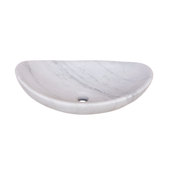 Novatto Carrera White Natural Stone Slipper Vessel Bathroom Sink