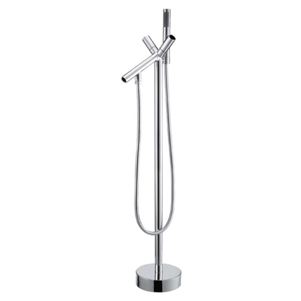 HelixBath Ouzoud Chrome Freestanding Modern Tub Faucet with Hand Shower - HB-FSF-OUZOUD