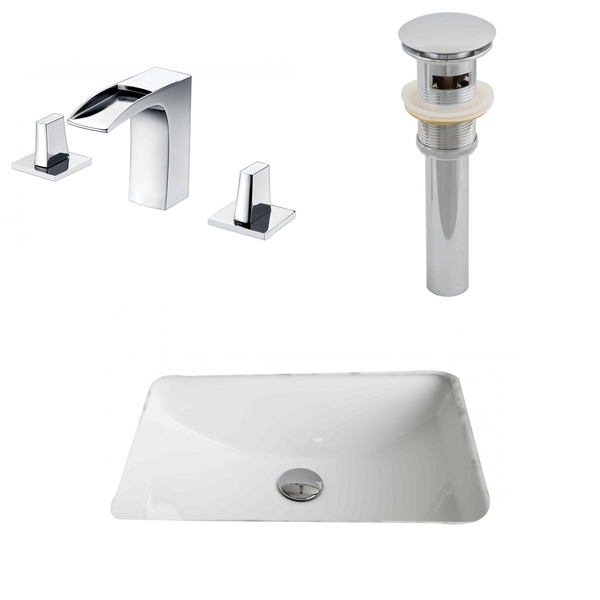 20.75-in. W x 14.35-in. D CUPC Rectangle Undermount Sink Set In White With 8-in. o.c. CUPC Faucet And Drain - White