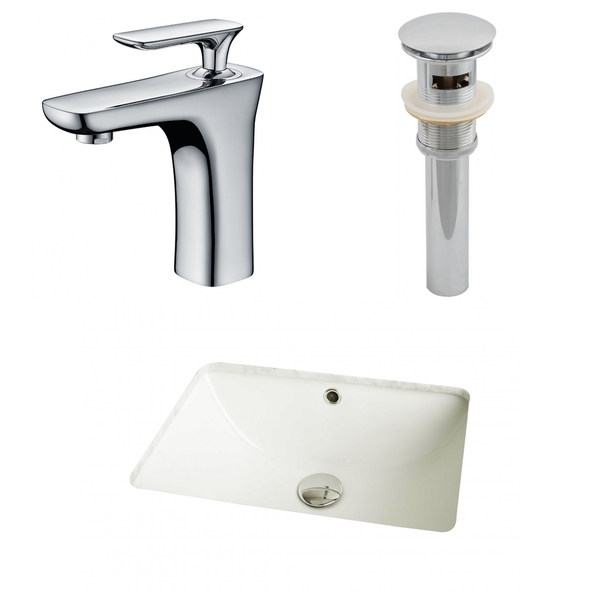 18.25-in. W x 13.5-in. D CUPC Rectangle Undermount Sink Set In Biscuit With Single Hole CUPC Faucet And Drain - Biscuit