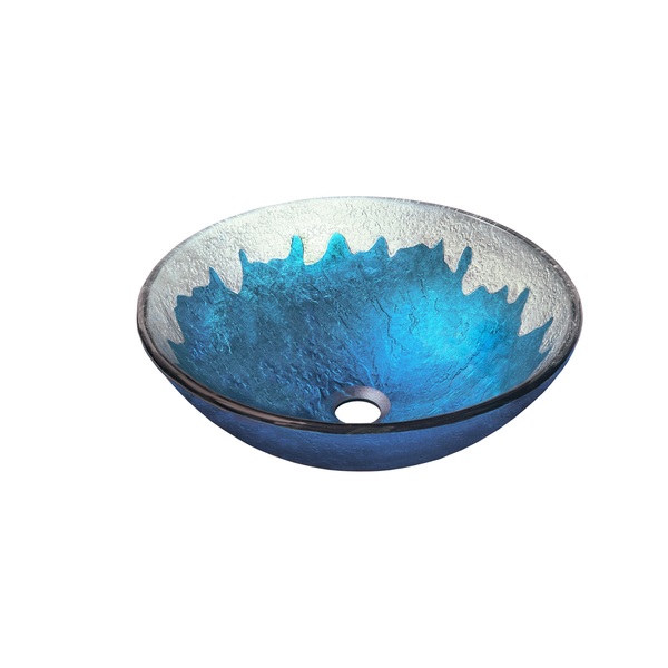 Novatto Diaccio Brushed Nickel Glass Vessel Bathroom Sink Pack - Blue/Silver, Brushed Nickel, 16.5-In Diameter