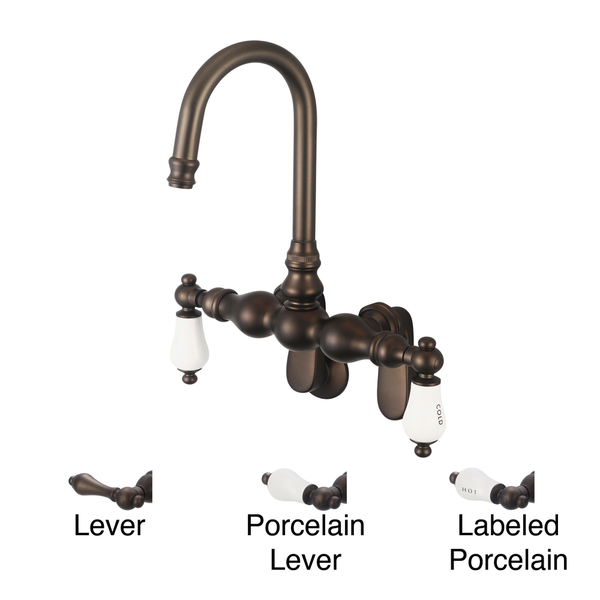 Water Creation Classic Oil Rubbed Bronze Adjustable Spread Wall Mount Tub Faucet With Gooseneck Spout and Swivel Wall Connector