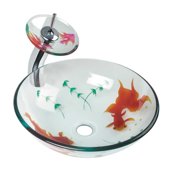 Glass Vessel Sink Koi Fish Waterfall Faucet Combo Package | Renovator's Supply - Renovator's Supply