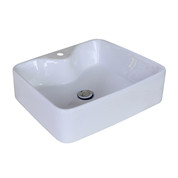 18.9-in. W x 14.96-in. D Above Counter Rectangle Vessel In White Color For Single Hole Faucet - White
