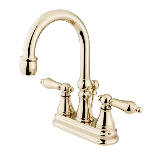 Elements Of Design ES2612AL Double Handle 4' Centerset Bathroom Faucet with American Lever Handles and Brass Drain Assembly from