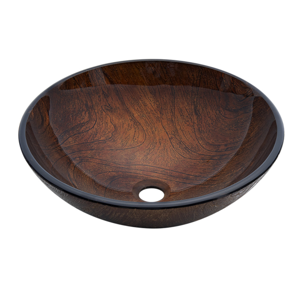 Dawn Tempered Glass Hand-painted Brown Glass Vessel Sink Round Shape Brown - Hand Painted Brown
