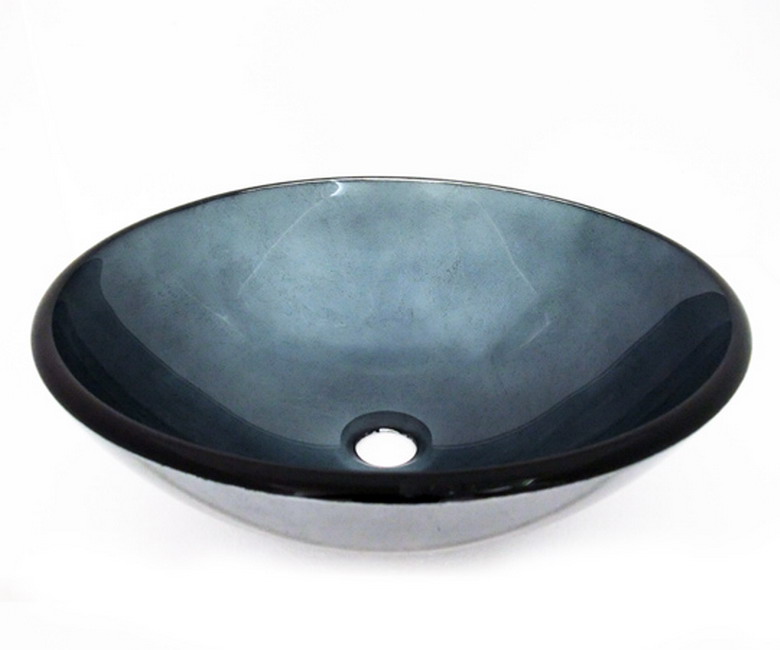 Slate Glass Vessel Sink - 1/2' Thick, Round Tempered Glass