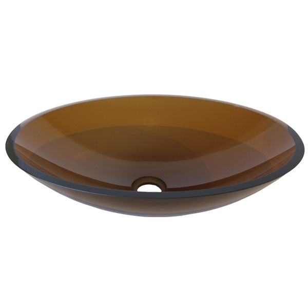 Novatto Ovale Brown Glass Vessel Bathroom Sink - Clear Brown Ovale Glass Vessel Sink, 20-In