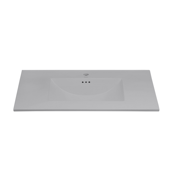 Ronbow Kara 37-inch Above Counter Ceramic Bathroom Sink Top - Single Faucet Hole - Cool Gray