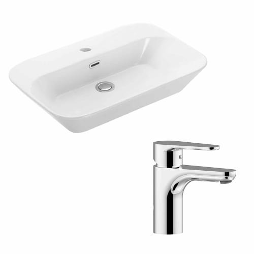 WS Bath Collections Edge 4465.01+GR 071 Edge 25-2/5' Vessel/Wall Mounted Bathroom Sink and Single Hole Faucet Included