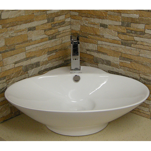 Fine Fixtures Oval Vitreous-China White Vessel Sink - Vitreous China Vessel Sink