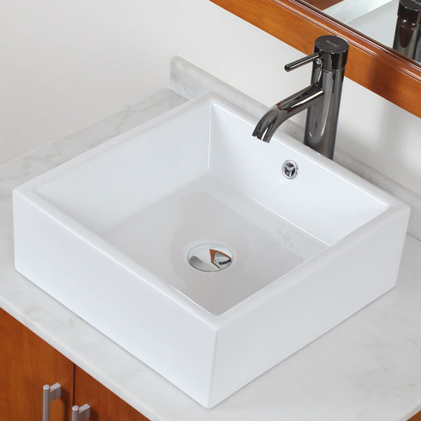 Elite Grade A Ceramic White Square Bathroom Vessel Sink