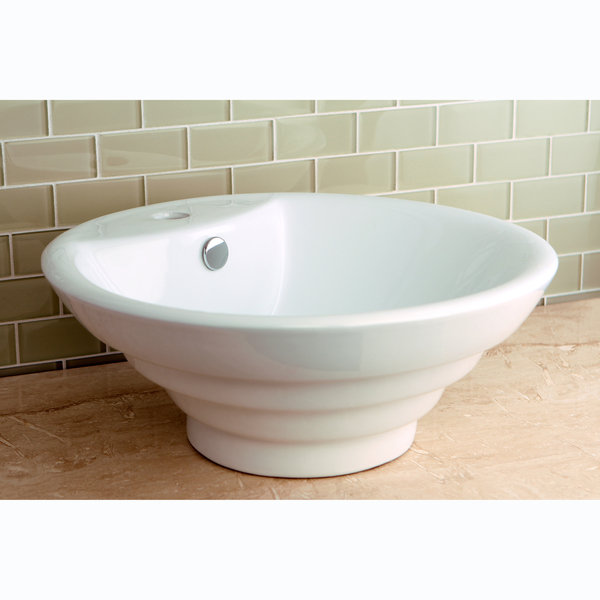 Round Vitreous China Single-Basin Vessel Sink - White / Porcelain